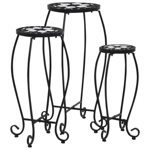 Vidaxl Tables Mosaïque 3 Pcs Noir Et Blanc Céramique