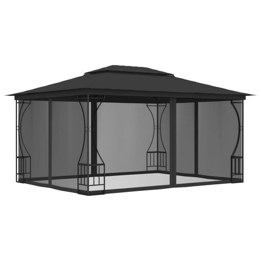 Vidaxl Tonnelle Avec Rideaux 300x400x265 Cm Anthracite
