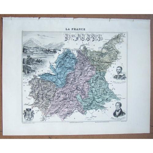 Gravure Du Departement Des Basses Alpes . Atlas Migeon 1886 .