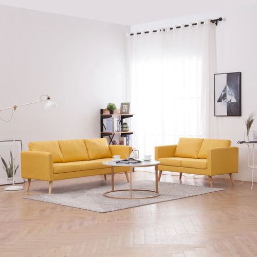 Ensemble De Canapé 2 Pcs Tissu Jaune