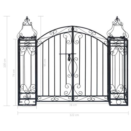 vidaXL Portillon Ornemental de Jardin Fer Forgé 122x20,5x100 cm Portail Porte