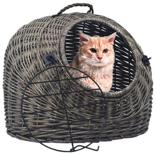 Vidaxl Cage De Transport Pour Chats Gris 60x45x45 Cm Saule Naturel