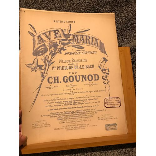 Gounod Bach Ave Maria Partition Mezzo Piano Harmonium Violon Vlc Heugel N°2ter