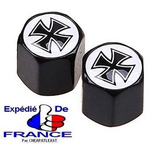 2 Bouchons De Valve "Croix De Fer Guerre / Reich / Malte " Pour Auto / Moto - Tuning Pirate Harley Rock Rammstein Biker West Coast Customs Choppers Sons Of Anarchy Hellfest