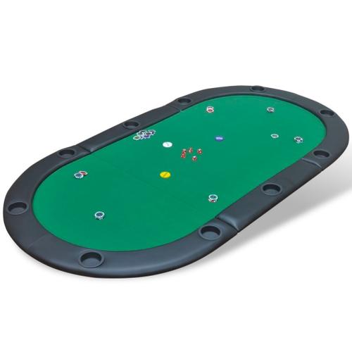 Dessus De Table De Poker Pliable Pour 10 Joueurs Vert