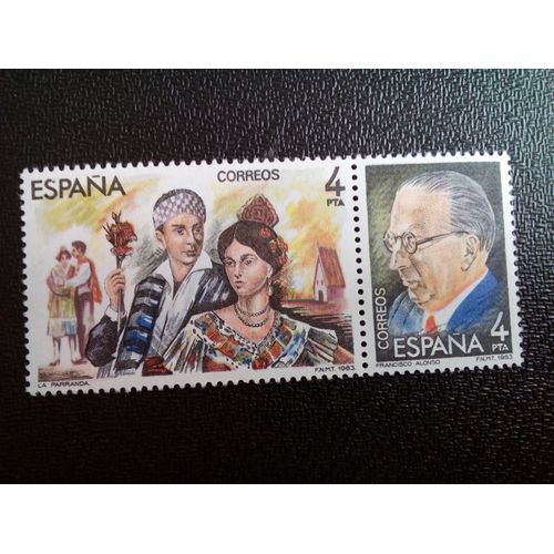 Timbre Espagne Yt 2313-2314 Francisco Alonso (1887-1948) 1983 ( 020604 1 )