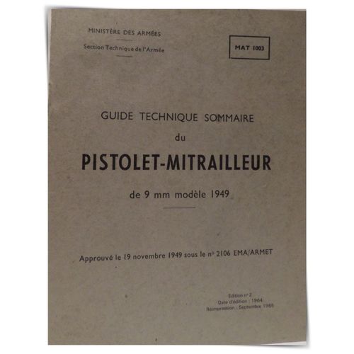 Guide Technique Sommaire Du Pistolet Mitrailleur De 9mm Modèle 1949