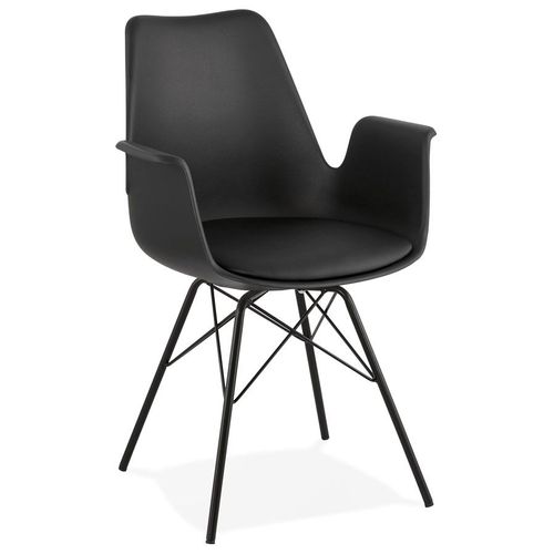 Chaise Avec Accoudoirs 'saly' Noire Style Industriel