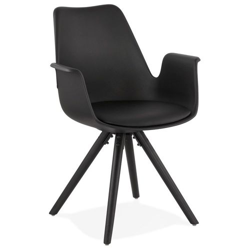 Chaise Avec Accoudoirs 'zalik' Noire Avec Pieds En Bois Noir