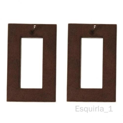 Esquirla 4xwomen Bijoux Boucles D'oreilles Marron Vintage Rectangle Creux Bois Boucles D'oreilles