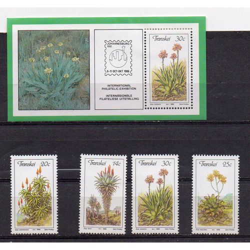 Transkeï- Afrique Du Sud- 1 Bloc Feuillet Neuf Et Série De 4 Timbres Neufs- Aloes