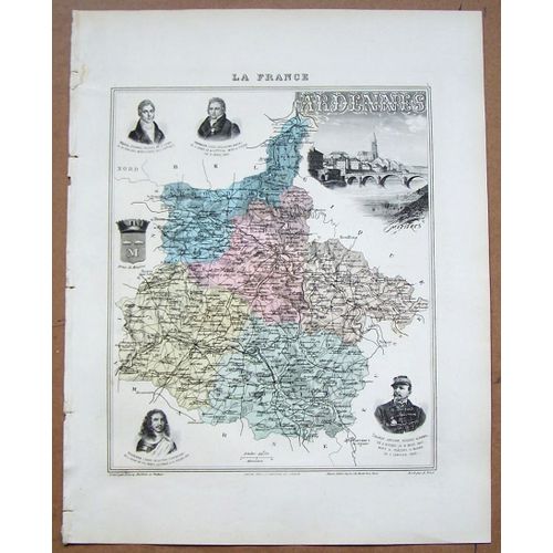 Gravure Du Departement Des Ardennes . Atlas Migeon 1886