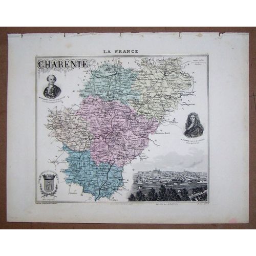 Gravure Du Departement De La Charente . Atlas Migeon 1886