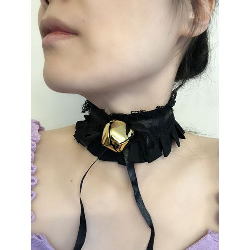 Envoie De France Collier Faux Col Noir Déguisement Clochette Grelot Choker Tour Ras De Cou Dentelle Lolita Gothique Punk Rock Médiéval Soirée