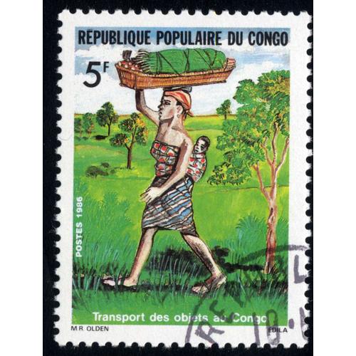 Timbre Transport Des Objets Au Congo.République Populaire Du Congo.5f.Postes.1986.