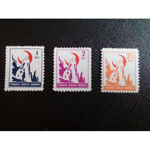 Timbre Turquie Yt B140 - 141 - 142 Les Gens Devant Crescent 1948 / 1949 ( 020604 )