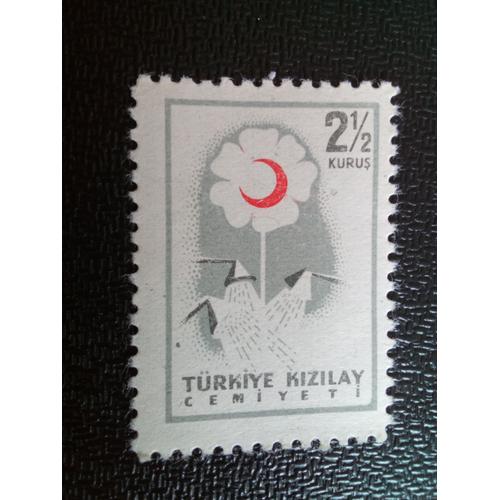 Timbre Turquie Yt B 216 Symbole Du Croissant-Rouge Sur La Fleur 1958 ( 020604 )