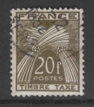 France, Timbre-Poste De Taxe Y & T N° 77 Oblitéré, 1943 - Fagots De Blé