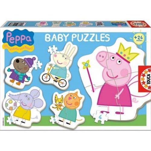 5 Puzzles Enfant - Personnage Peppa Pig 3 - 4 - 5 Pieces - Peppa Le Cochon - Candy Cat - Danny Dog - Emilie Elephant - Freddy Fox - Educa