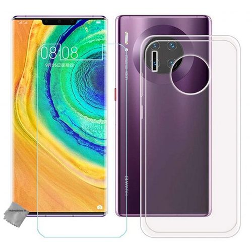 Housse Etui Coque Pochette Silicone Gel Fine Pour Huawei Mate 30 Pro + Verre Trempe - Blanc Transparent