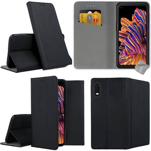 Housse Etui Coque Pochette Portefeuille Pour Samsung Galaxy Xcover Pro + Verre Trempe - Noir Magnet