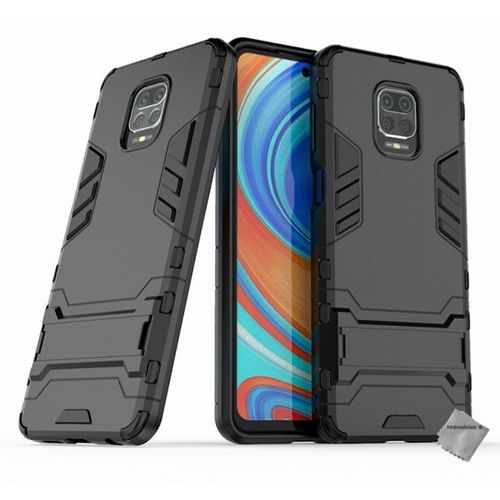 Housse Etui Coque Rigide Anti Choc Pour Xiaomi Redmi Note 9 Pro + Verre Trempe - Noir