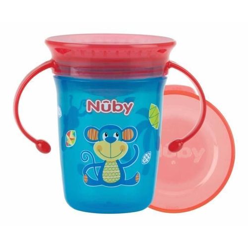 Nuby Gobelet Magique 360o Avec Anses - 240 Ml - Aqua - 6 Mois +
