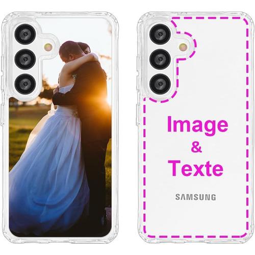 Coque Personnalisee Pour Samsung Galaxy S24 5g, Personnalisable Photo Image Texte Nom Antichoc Cover Etui Housse [Tpu Bumper Souple Coussin + Dur Pc Arriere] (Hic-Cr-P1)