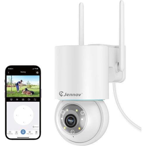 5MP Caméra Surveillance WiFi Extérieure, 2,4/5Ghz WiFi PTZ Caméra IP avec vue à 360, Détection Humaine PIR, Suivi Automatique, Enregistrement 24/7, Audio Bidirectionnel, Vision Nocturne Couleur