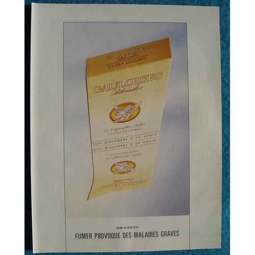 Publicité Papier - Cigarettes Gauloises Blondes Ultra Légères De 1992