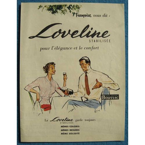 Publicité Papier Boussac - Tissu Loveline De 1955