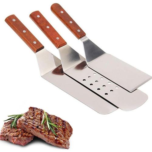 3 Pièces Ensemble De Spatuleen, Spatule Pour Barbecue Ensemble D'accessoires, Plaque Chauffante Bbq Spatule Ustensiles Set Pour Barbecue Et Cuisson Dessus Plat