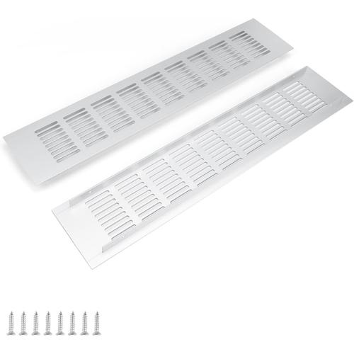 2 Grilles D'aération Rectangulaires En Aluminium Argent 400x80x14mm - Idéal Pour Réguler L'air Dans Votre Espace - Construction Et Chauffage