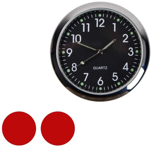 Horloges À Évent Voiture Horloge De Tableau De Bord De Voiture Horloge De Voiture Autocollant Rond D'horloge Analogique De Quartz De Tableau De Bord De Voiture (Noir)