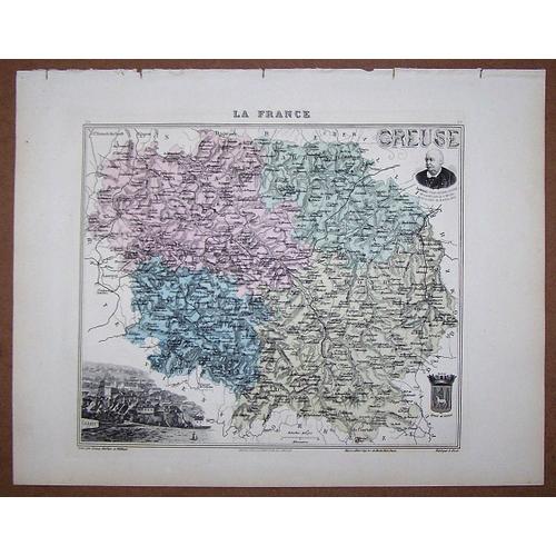 Gravure Du Departement De La Creuse . Atlas Migeon 1886