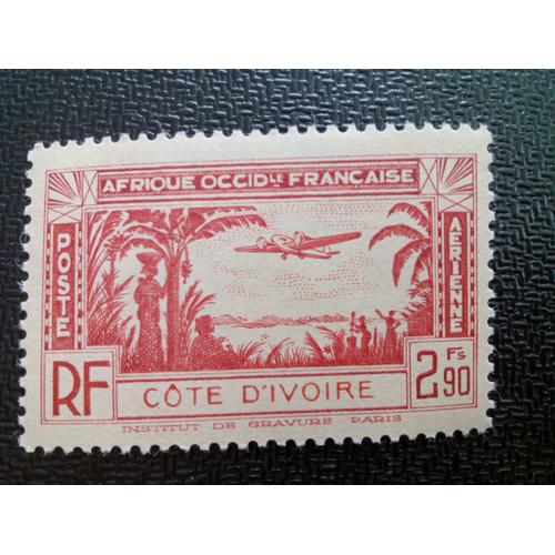 Timbre Cote D'ivoire Yt Pa 2 Avion Au-Dessus Du Paysage Côtier 1940 ( 040604 1 )