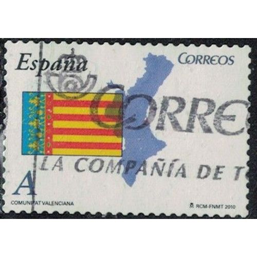 Espagne 2010 Oblitéré Used Drapeau Et Carte De Valence Y&t Es 4174 Su