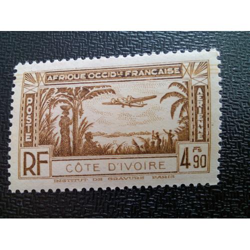 Timbre Cote D'ivoire Yt Pa 4 Avion Au-Dessus Du Paysage Côtier 1940 ( 040604 1 )