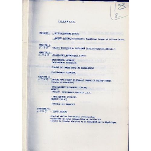 Lingua E Cultura Corsa, Documenti