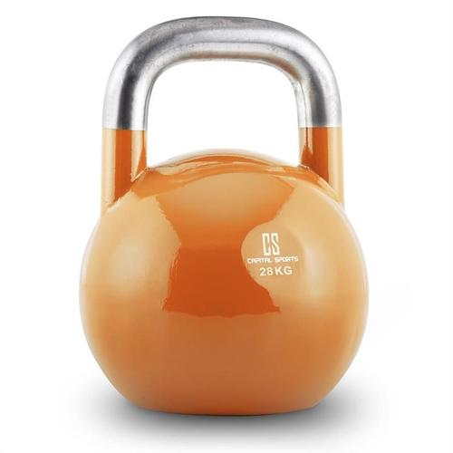 Capital Sports Compket Kettlebell Haltère Poids Acier 28kg -Orange