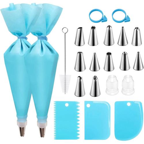 Poche A Douille Patisserie Douilles Patisserie, 12 Poches À Douille Silicone Réutilisables,Diy Poche Douille Patisserie Kit Pour Décoration Parfaite Vos Cupcake Et Muffins Gâteaux (17 Pcs)