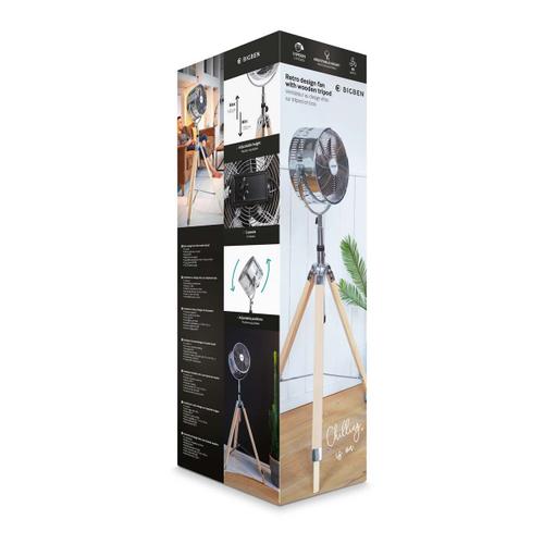 Ventilateur au design rétro sur trépied en bois - FANR01S - BIGBEN