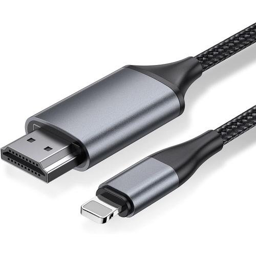 Câble HDMI pour iPhone, câble convertisseur HDMI 2.0m, iPhone/iPad/iPod vers TV, câble de Connexion HDMI, iOS 16, 15, 14, Sortie TV Youtube, HD1080P