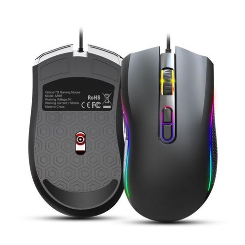 AGES Souris filaire 6 réglable DPI 7 clé Macro programmation RGB lumière bureau PC jeu souris sous vente
