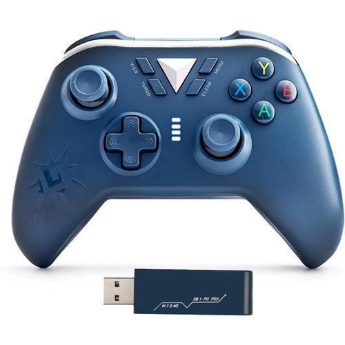Manette Sans Fil Pour Xbox One, 2,4ghz Wireless Gaming Gamepad, Wireless Manette De Jeu Compatible Avec Xbox One/Xbox One S/Xbox One X/Xbox Series X/Ps3/Pc (Blue)