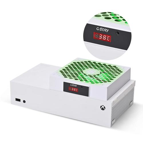 Ventilateur pour Xbox Series S, ventilateur de refroidissement avec vitesse automatique réglable par température, affichage LED, faible bruit, 3 vitesses 1500/1750/2000RPM (140MM) (white)