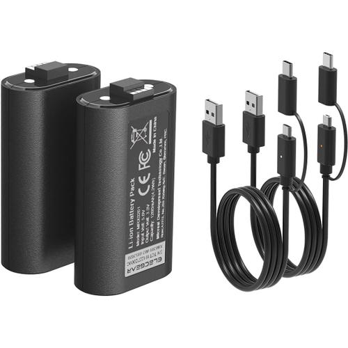 Batterie Au Lithium Pour Manette Xbox, 2x 1200mah Piles Rechargeables Play Et Charge Kit Pour Xbox Series X/S, Xbox One, Elite Contrôleur Avec 2x Câble De Chargement Usb