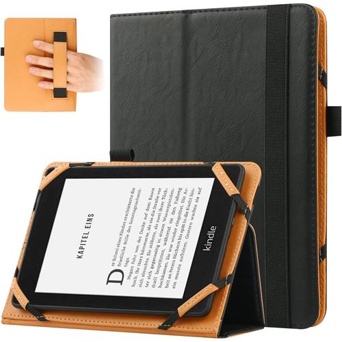 Coque De Protection Universel Pour Liseuse Électronique 6-6.8 Pouces, Étui Folio Compatible Avec La Liseuse Kindle Paperwhite Bq Kobo Kindle Sony Pocketook Tolino 6 6.8 Pouces-Black