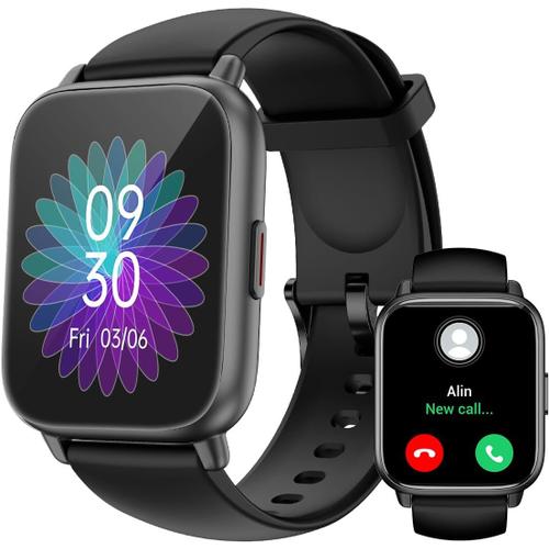 Montre Connectée Homme Femme Avec Appel Bluetooth Smartwatch Avec Podometre Cardiofrequencemetre Oxymetre Montre Sport Pour Iphone Android Etanche Ip68 Notification Chronometre Meteo Noir