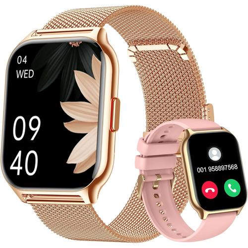 Montre Connectée Femme Homme Avec Appel Bluetooth, 2,0"" Hd Smartwatch, 100+ Sportifs, Moniteur De Sommeil Cardiofréquencemètre Tension Artérielle Spo2, Montre Podometre Pour Android Ios